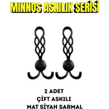 Viva Sarmal Serisi Mat Siyah Çiftli Askılık - Modern Tasarım Duvar ve Portmanto Askısı 2 Adet