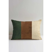 Queen Jera Vintage Çizgili Dekoratif Kırlent Kılıfı | Yeşil Kahve Bej Tonları | Modern & Retro Ev Dekoru 30X50