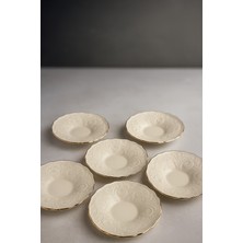 Dowry Stil Kendinden Desenli Çay Tabağı 6 Adet Gold