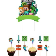 Parti Show Minecraft Pasta Süsü ve Cupcake Kürdan Seti