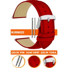  10mm-12mm-14mm-16mm-18mm-20mm-22mm-24mm-26mm saatlerle uyumlu klasik model deri saat kordonu kayışı al11db-kırmızı
