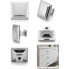 Viva Parlak Krom Kare Kulp - Mutfak ve Banyo Için Dekoratif Seri( 8 Adet)