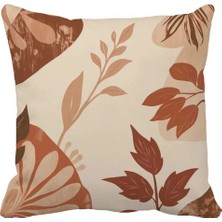 Queen Jera Dekoratif Kırlent Kılıfı 43X43CM - Çift Tarafı Baskı Bohem Yaprak Desen