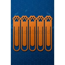 (5'li Paket) Kedi Patisi Tasarım Kitap Ayracı, Kedi Patisi Turuncu Hediyelik Ayraç - 10CM