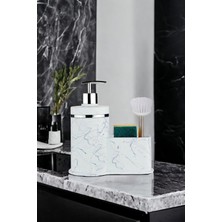 Okacih Desenli Sıvı Sabunluk Mutfak Banyo Deterjanlık Sabunluk Fırça Sünger Hazneli Fırça Dahil Değildir