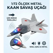 LRS Store 1:72 Metal Kaan Savaş Uçağı – Sesli Işıklı Çek Bırak Oyuncak | Gerçekçi Model Jet Uçak
