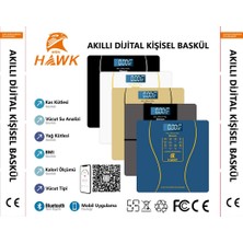 Gunkes Hawk Bluetooth Destekli Akıllı Baskül – Yağ, Kas, Su, Kalori ve Vücut Tipi Ölçümü ile Profesyonel Sağlık Takibi