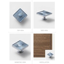 Viva Lüks Krom Kare Düğme Kulp - Güneş Desenli Modern Dolap Kulpu