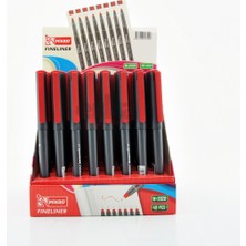 Mikro Fineliner 0.4 Mm Keçeli Kalem Standlı Kalem Kırmızı M2028-48 (48 Li Paket)