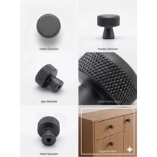 Viva Antrasit Tırtıklı Düğme Kulp - Modern Tasarım Mobilya ve Çekmece Kulbu ( 8 Adet)