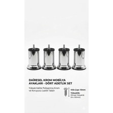 Viva 4(Adet) Lü 8 cm Krom Mobilya Ayağı - 10 mm (M8) Vidalı Koltuk ve Sehpa Ayağı