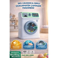 Sesli ve Işıklı Dokunmatik Çamaşır Makinesi Oyuncak - Gerçekçi Yıkama Deneyimi Simülasyonu
