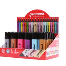 Penmark Fosforlu Kalem (İşaret Kalemi) 60 Lı Stand Simli Renkler