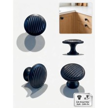 Viva Mat Siyah Çizgili Düğme Kulp - Modern Tasarım Mobilya Kulbu (5ADET)