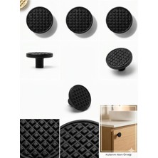 Viva Lüks Mat Siyah Izgara Desenli Düğme Kulp - Modern Tasarım Mobilya Kulbu