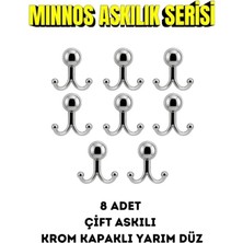 Viva Yarım Düz Serisi Parlak Krom Çiftli Portmanto Askısı - Kapaklı Gizli Vidalı 8 Adet