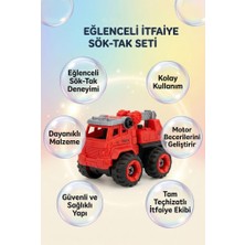 Farbu Oyuncak Dıy Sök-Tak 4'lü Itfaiye Kamyonlu 6'lı Aksesuarlı 4'lü Ekipmanlı Eğitici Oyuncak Araba Seti