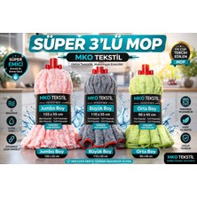 Mko Tekstil Süper Emici Mikrofiber Premium 3'lü Mop Başlığı Seti
