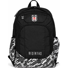 Beşiktaş Lisanslı Çok Bölmeli Sırt Çantası - Su Itici Kumaşlı Desenli Laptop Okul Çantası