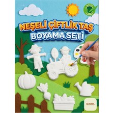 Glowria Çocuklar Için Çiftlik Temalı Taş Boyama Seti | Çocuk Ekransız Aktivite | 6'lı Boya + 1 Adet Fırça