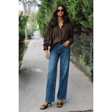 Lijuri Çizgili Oversize Kesim Gömlek 3505