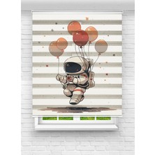 Enzo Home Baskılı Zebra Stor Perde – Astronot ve Balon Desenli Çocuk Odası Perdesi