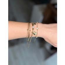 Stainless Steel Çelik Gold Bileklik 3'lüset