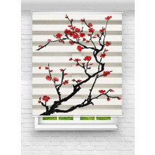 Enzo Home Baskılı Zebra Stor Perde – Japon Kiraz Çiçeği Desenli Modern Dekoratif Perde