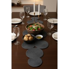Comfort Craft Çoklu Daire Tasarım Hasır Runner 33X100 cm - Yıkanabilir Jüt Görünümlü Oval Örme Runner