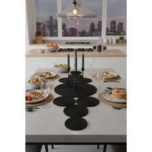 Comfort Craft Çoklu Daire Tasarım Hasır Runner 33X100 cm - Yıkanabilir Jüt Görünümlü Oval Örme Runner