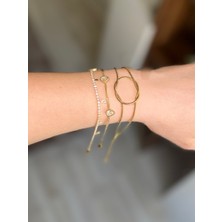 Stainless Steel Çelik Gold Bileklik 3'lüset