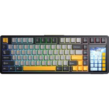 Aula L99 4" Akıllı Dokunmatik Ekranlı 3 Modlu Rgb Hot Swap Raindrop Switch Mekanik Kablosuz Oyuncu Klavyesi Turuncu