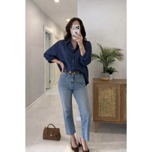 Lijuri Siyah Oversize Keten Gömlek 3510