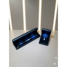 Ada Life Gümüş (Işıklı KUTULU)925 Ayar Gümüş 3 Taş Baget Set