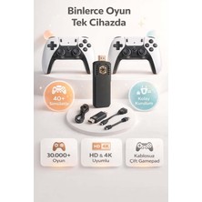 FaroxTech 30.000+ Oyunlu Ultra Hd Retro Game Stick - 2 Kablosuz Kol, 40+ Emülatör Destekli Oyun Konsolu