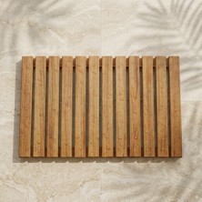 Afro Garden Kaydırmaz Ahşap Banyo Paspası | Doğal Teak Ahşap Duş Izgarası