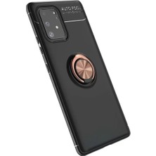 Starseven Galaxy A91 / S10 Lite Kılıf Range Yüzüklü Silikon - Siyah-Gold