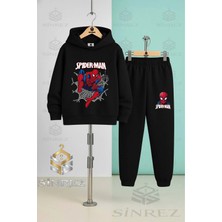 Çocuk Unısex Orumcek Adam Aglı Ag Atan Kapşonlu Eşofman Takımı