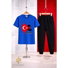 Çocuk Ata Kalp 23 Nısan Baskılı Tişort Eşofman Takımı