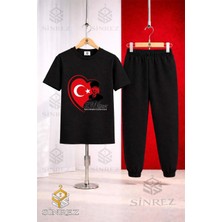 Çocuk Ata Kalp 23 Nısan Baskılı Tişort Eşofman Takımı