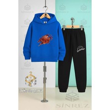 Çocuk Unısex Alevlı Basket Topu Kapşonlu Eşofman Takımı