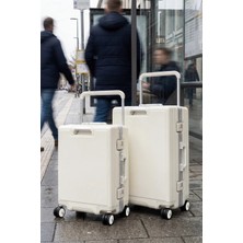 Zeplin Luna Pc Policarbon 2'li Valiz Seti (Kabin ve Orta) Krem