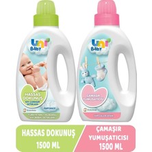 Uni Baby 1500 ML Hassas Dokunuşlu Çamaşır Deterjanı ve Yumuşatıcı Seti Yenidoğan İçin Hipoalerjenik