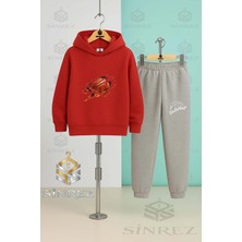 Çocuk Unısex Alevlı Basket Topu Kapşonlu Eşofman Takımı