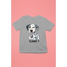 Darkhane Eğlenceli Dalmaçyalı - Baskılı Unisex Gri Melanj Çocuk Tişört - T-Shirt CT006