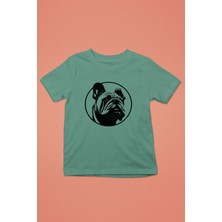 Darkhane English Bulldog - Baskılı Unisex Su Yeşili Çocuk Tişört - T-Shirt CT001