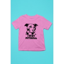 Darkhane Pitbulumu Seviyorum - Baskılı Unisex Pembe Çocuk Tişört - T-Shirt CT002