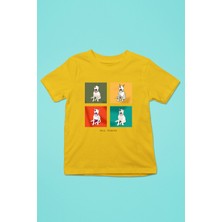 Darkhane Pop Art Bull Teriyer -Baskılı Unisex Sarı Çocuk Tişört - T-Shirt CT004