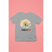 Darkhane Poodle Kaniş Sevgisi - Baskılı Unisex Gri Melanj Çocuk Tişört - T-Shirt CT006