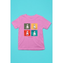 Darkhane Pop Art Bull Teriyer -Baskılı Unisex Pembe Çocuk Tişört - T-Shirt CT002